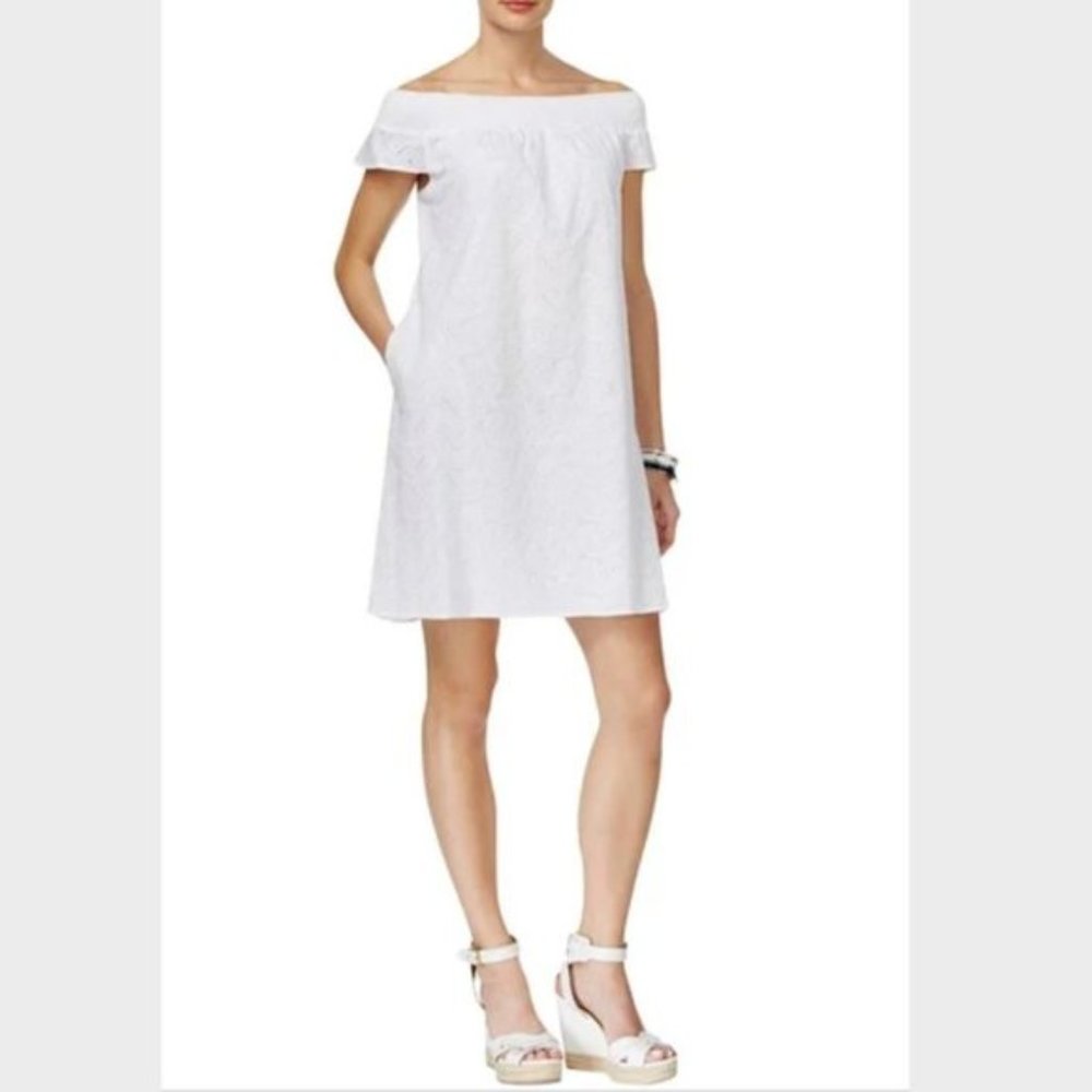 Graduation dress, never worn with tags, Tommy Hilfiger Off The Shoulder Eyelet